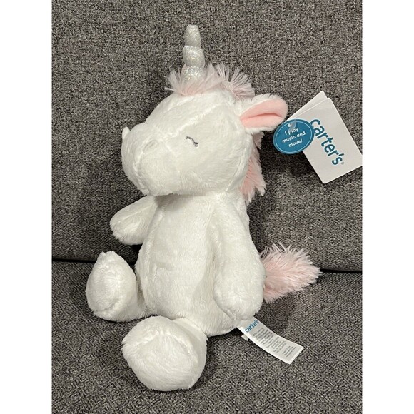 Carters Plush Unicorn White Pink Baby Lovey Wind Up Musical Toy Twinkle Star New - Picture 1 of 6